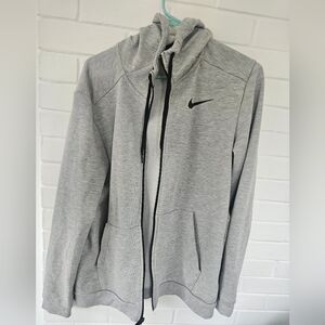 Nike Light Gray Zip-Up Hoodie Size M